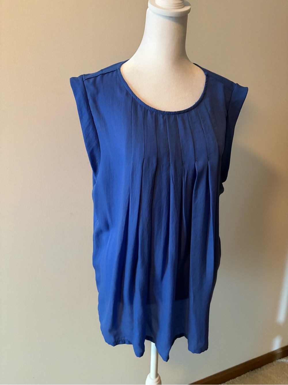 Merona Cap Sleeve Pleated Flowy Round-Neck Shell - Royal Blue